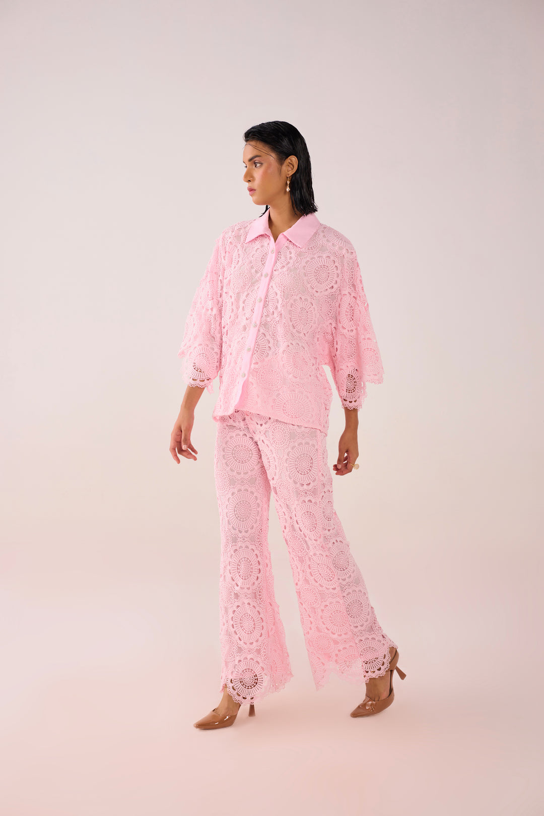 Pink Flora Lace Co Ord Set