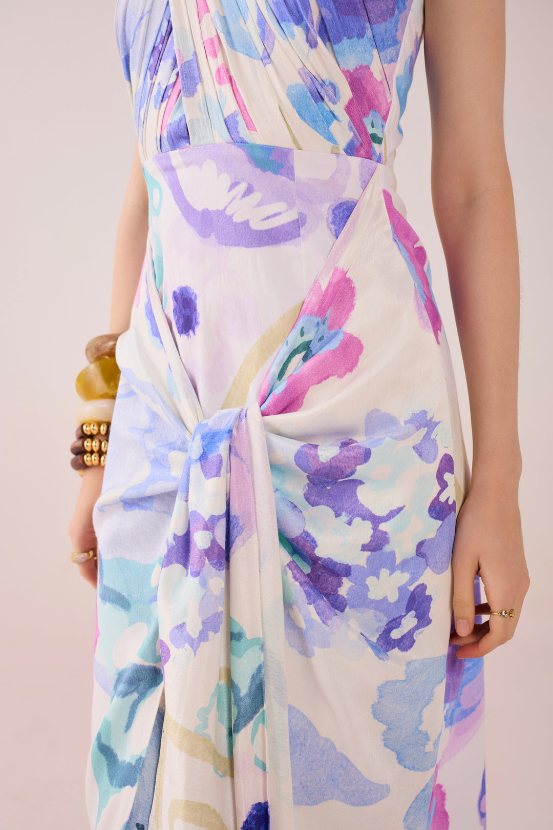 Acqua Floral Draped Midi