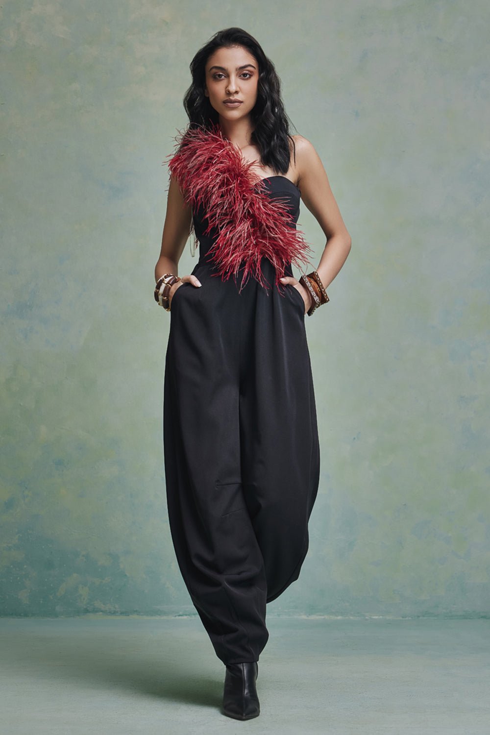 Zia Feather Jumpsuit - Zabella
