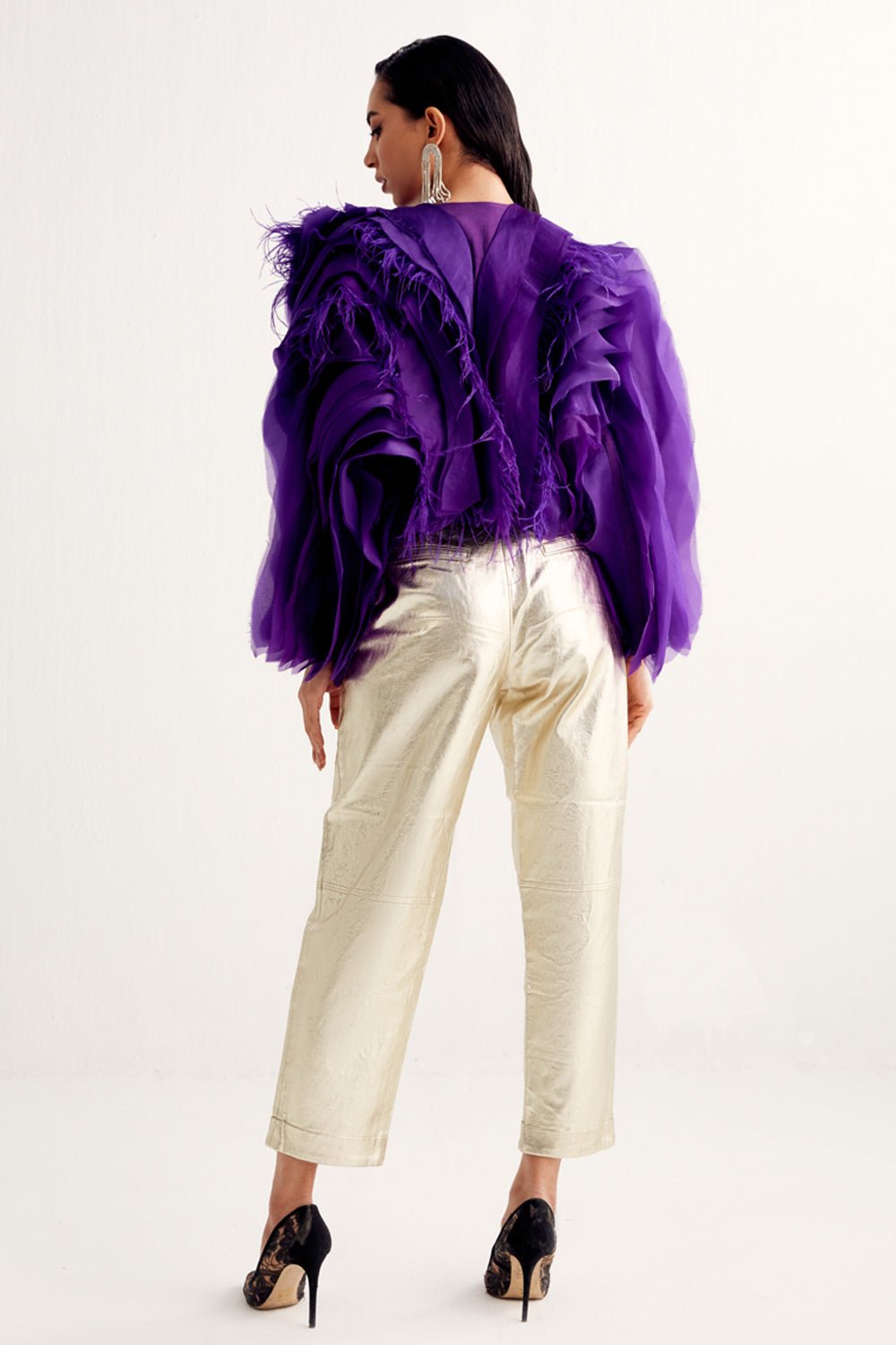 Rebecca Purple Feather Jacket - Zabella