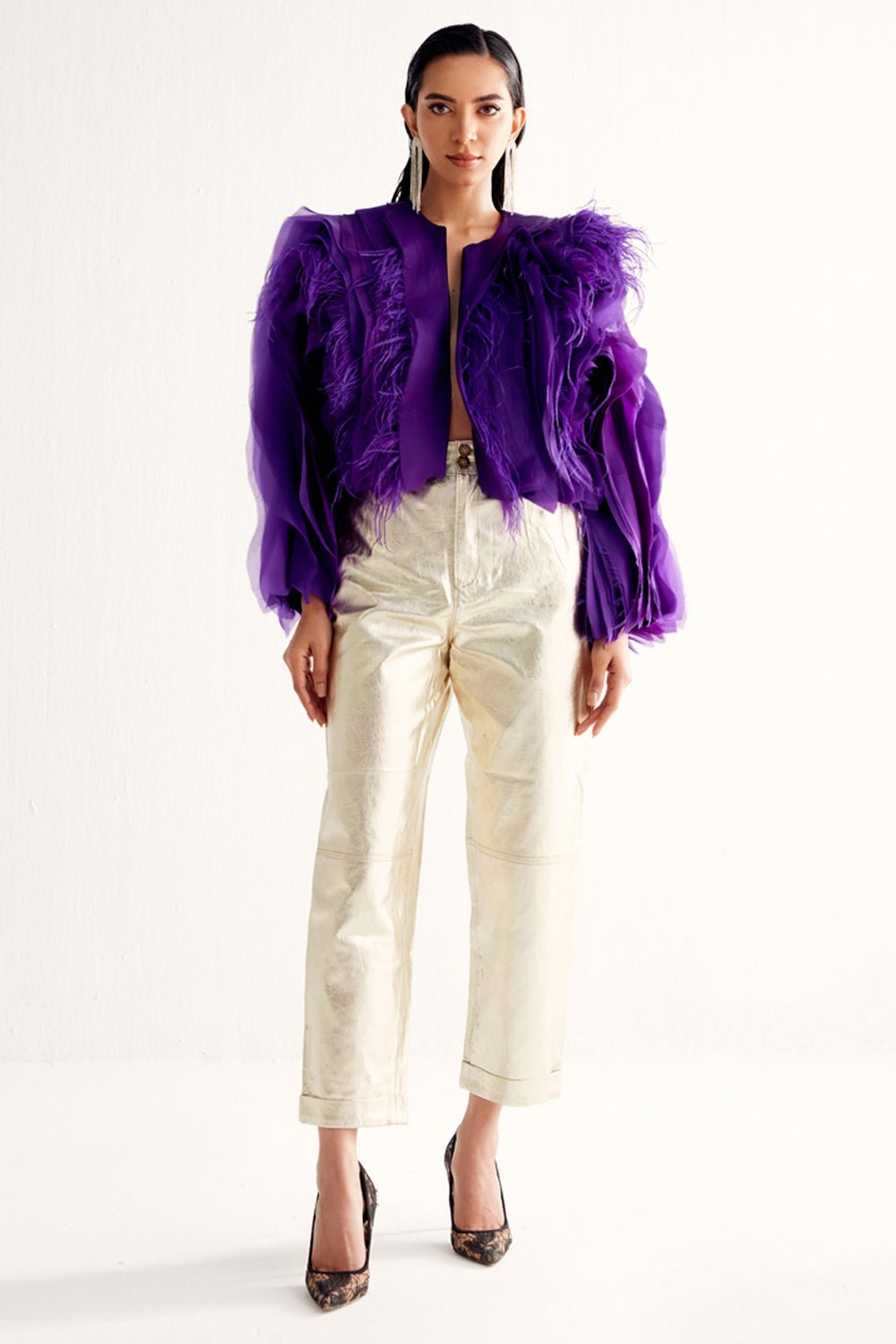 Rebecca Purple Feather Jacket - Zabella