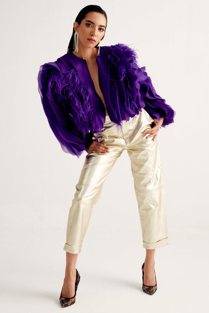 Rebecca Purple Feather Jacket - Zabella